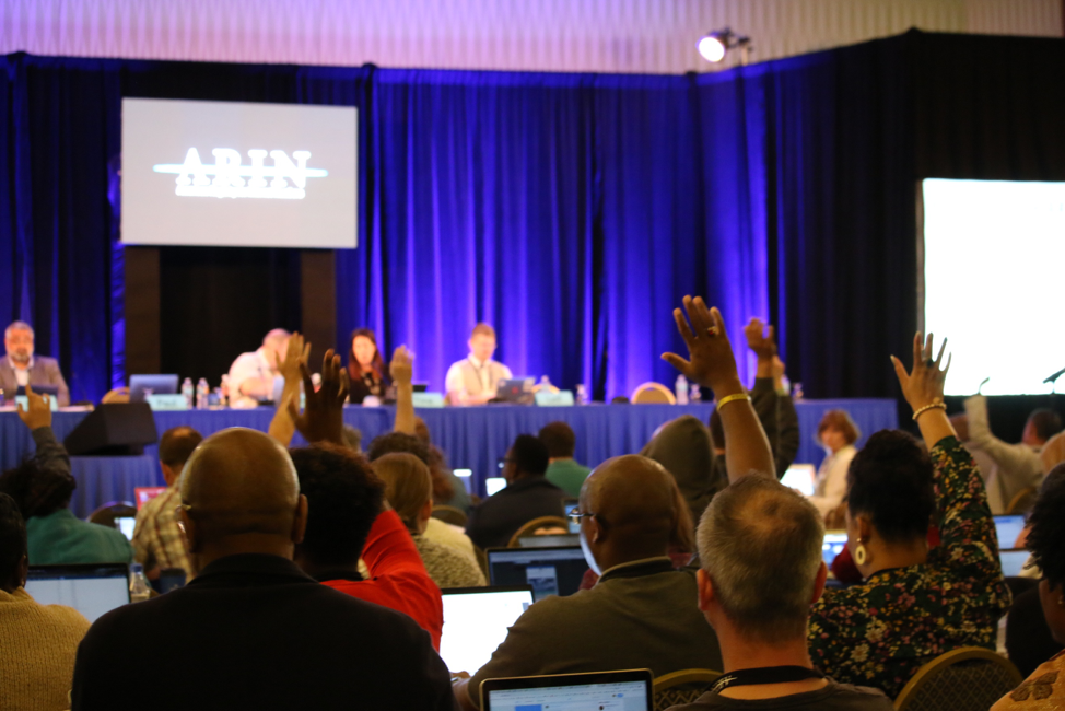 Raised hands at ARIN 43